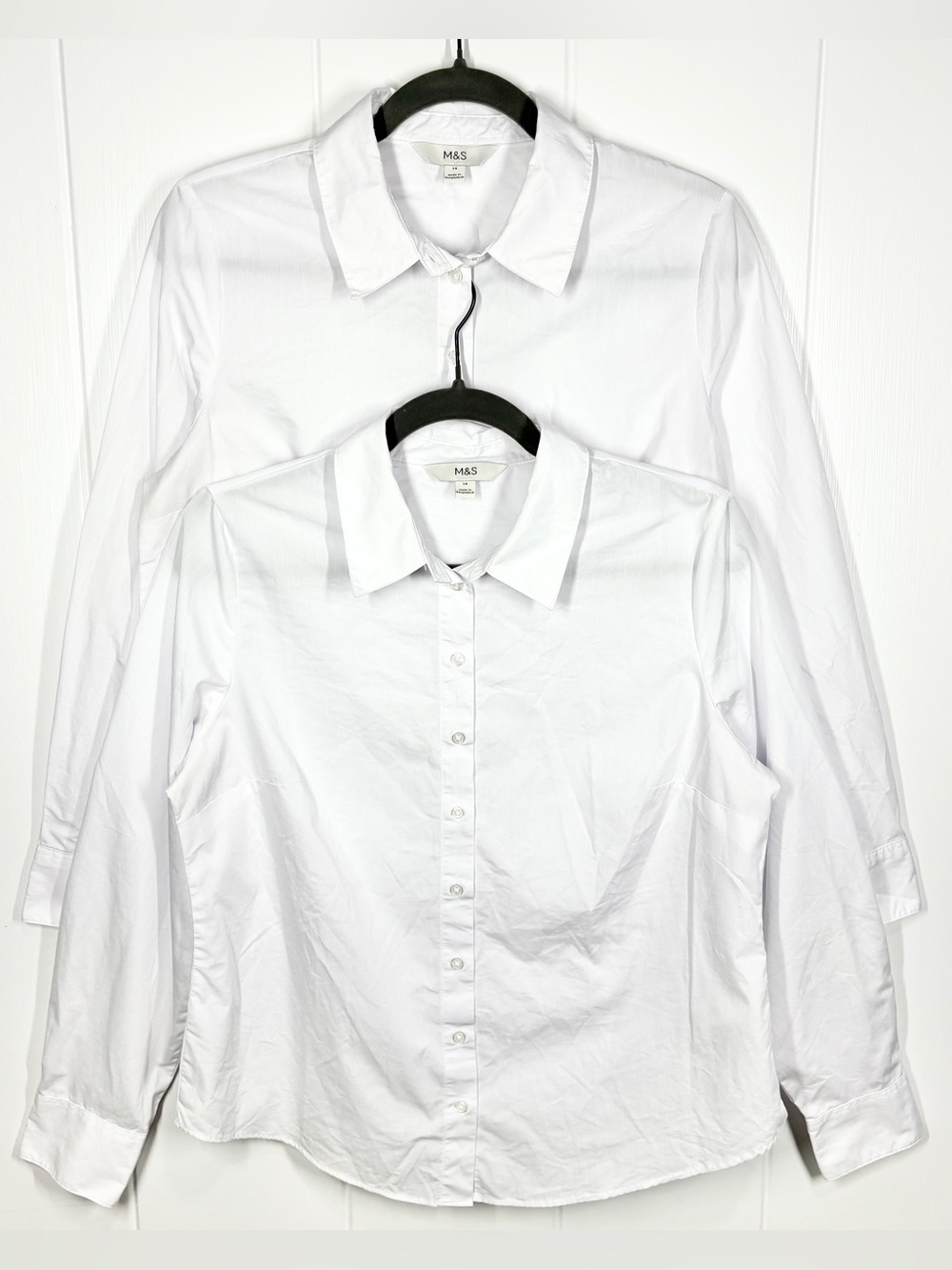Set of 2 M&S Marks & Spencer Girls Youth Poplin Button Down Uniform Top Size 14